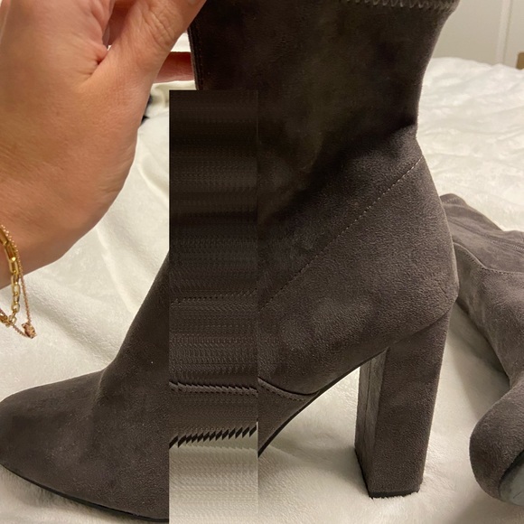 Grey suede sock booties - Picture 3 of 4